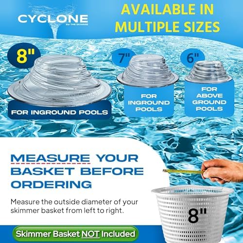 The Skimmie Cyclone (Skimmer Basket NOT Included) - Turbocharges Pool Skimmer Water Flow - Improves Pool Surface Cleaning & Debris Removal - 8" Funnel Design Works with Any Pool Water Level