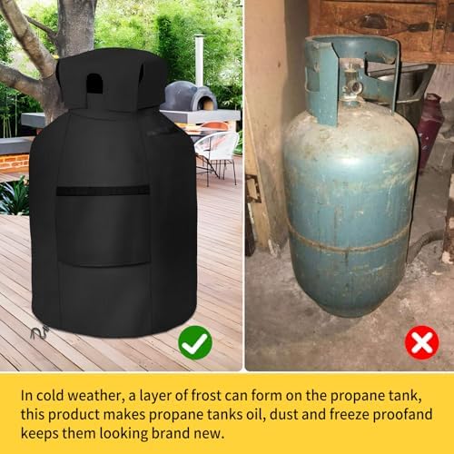 AKEfit Propane Tank Cover 20lb Gas Tank Cover Outdoor 600D Heavy Duty Waterproof Covers Fits Standard 20 lb Tank Cylinder, 13'' x 19.5'' Black