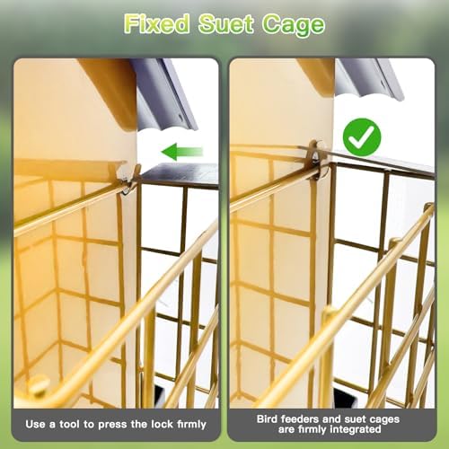 Bird Feeders for Outdoors Hanging, Metal Bird Feeder with Double Suet Cage Cake, Large Capacity, Birdfeeders Sturdy & Weatherproof, Easy to Clean & Refill, Great for Attracting Wild Birds