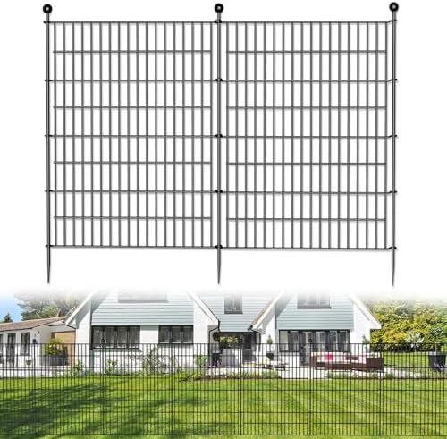 10 Panels No Dig Decorative Outdoor Garden Fence for Yard, 40 in(H) X 23.6 ft(L) Animal Barrier Fencing Rustproof Metal Wire Panel Border for Dog, Rabbits, and Patio Temporary Ground Stakes