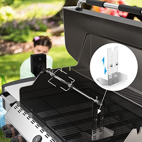 onlyfire Universal BBQ Grill Rotisserie Kit for Most Gas Grills, Include 110V 4W Electric Motor, 4-Prong Meat Forks and 28" Square Spit Rod