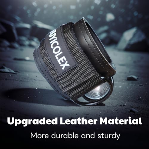 Ankle Straps for Cable Machine, Glute Kickback Ankle Strap, Ankle Cable Straps for Booty Workout, Leg Extension, Hip Abductors and Lower Body Exercises (Black - Pair)
