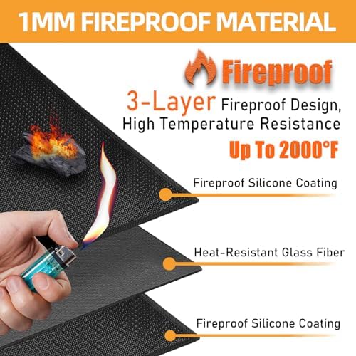 70 x 48 in Under Grill Mat Compatible with Blackstone 28in & 36in Griddle - Fireproof BBQ Mats for Grilling to Protect The Deck, Patio, Pavers - Griddle Mat Compatible with Blackstone - 1mm