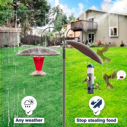 13" Bird Feeder Dome, Hummingbird Feeder Rain Guard, Bird Feeder Cover,Squirrel Baffle for Bird Feeder Pole, (Brown),2 Pack