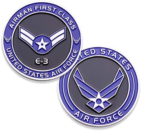 Air Force Airman First Class E3 Challenge Coin! United States Air Force Airman First Class Rank Military Coin. E-3 USAF Challenge Coin! Designed by Military Veterans - Officially Licensed Product!
