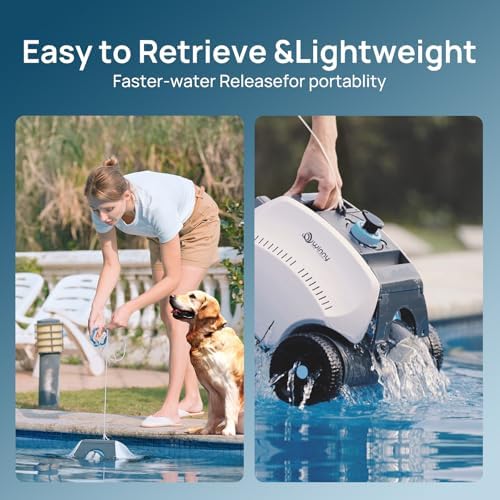 Cordless Robotic Pool Cleaner for Above Ground Pools, 130-Mins Runtime Pool Vacuum with Self-Parking & 1300 Sq. Ft Coverage, Powerful Suction & 6600mAh Battery for Longer Lifespan (White&Blue)