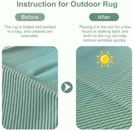 Anidaroel 8x10ft Ombre Outdoor Rug for Patios Clearance, Waterproof Camping Rug for Outside RV, Reversible Plastic Straw Outside Rugs, Large Outdoor Area Rug for Camper, Picnic(Blue&Green,8'x10')