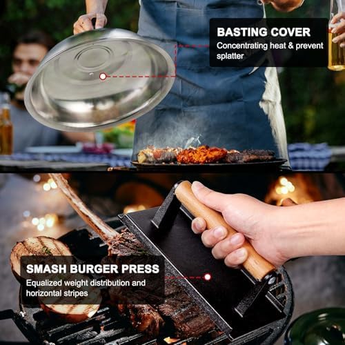 Griddle Accessories Kit 36PCS - Flat Top Grill Accessories for Blackstone and Camp Chef Metal Spatula Tools Set with Burger Press Scraper Tongs Carry Bag for Outdoor Grilling BBQ Cooking