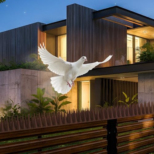 CIIC Bird Spikes, 20 Pack Pigeon Squirrel Raccoon Cat Deterrent Spike Outside Anti Robin Defender Outdoor to Keep Birds Away Roof Fence Window Nest 18.7 Feet(5.7m), Brown
