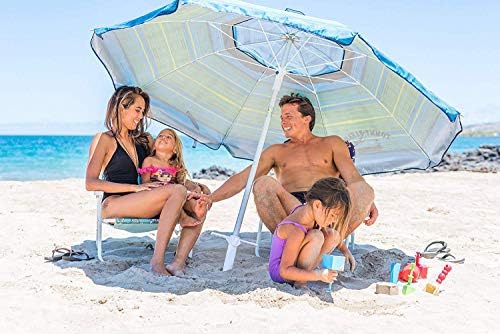 AMMSUN Beach Umbrella Sand Anchor Heavy Duty, Outdoor Umbrellas Base with 5 Spiral Screw, Universal & One Size Fits Most Beach Umbrella, Safe Umbrella Holder Stand Ideal for Strong Winds White