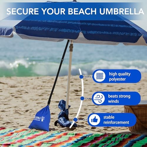 AMMSUN Beach Umbrella Sand Bag Umbrellas Anchor Weight Bags Anchor for Heavy Duty High Wind Resistant Beach Shade Tent Outdoor Canopies Windproof Portable Safe Stand Holder Universal Fit