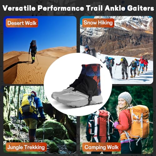 Ldafava Gaiters for Hiking, Running Shoe Gaiters, Trail Running Gaiters Sandproof, Waterproof Hiking Gaiters, Ankle Gaiters for Hiking, Snow, Trail Running, Hunting, Skiing, Mountain Climbing (Blue)