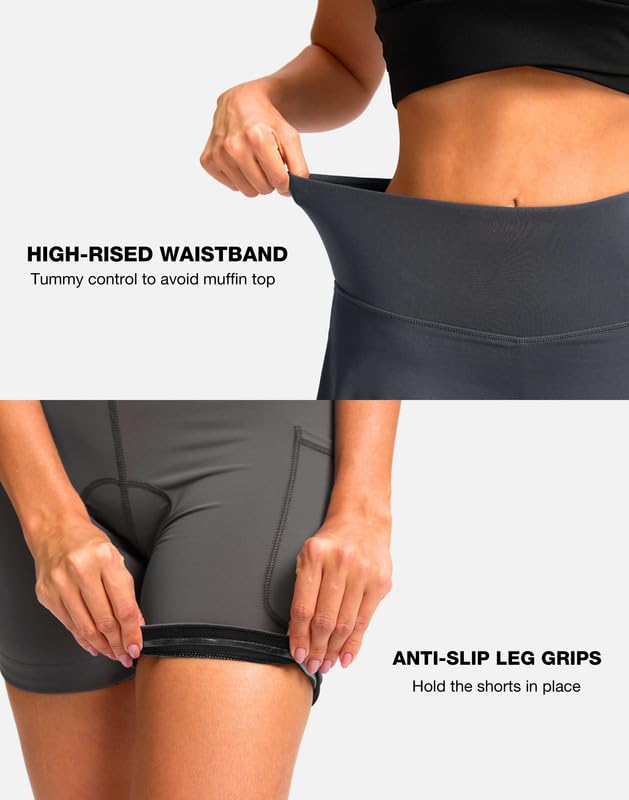 Women's Cycling Skirts 4D Padded Bike Shorts with Pockets High Waist Biking Skort for Road Mountain Bicycle Riding(Darkgrey S)