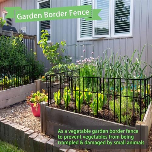 Animal Barrier Fence, 26 Pack No Dig Fence Decorative Fences, 17in(H) x10ft(L) Rustproof Metal Wire Small Garden Fence Border for Dogs Rabbits (26 Pack,28Ft)