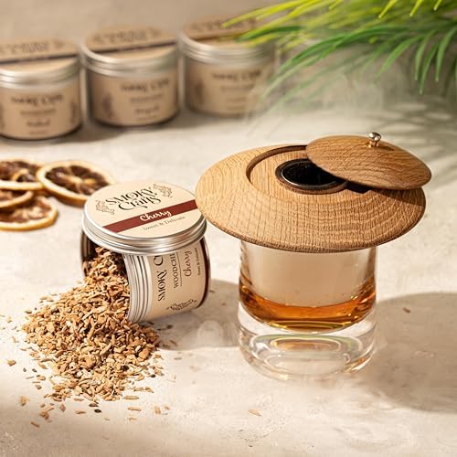 5 x 2oz Wood Chips for Cocktail Smoker (Set of 5: Cherry, Hickory, Apple, Mesquite, Walnut) - 5 Flavors of Smoking Gun Wood Chips - Whiskey Gifts for Men