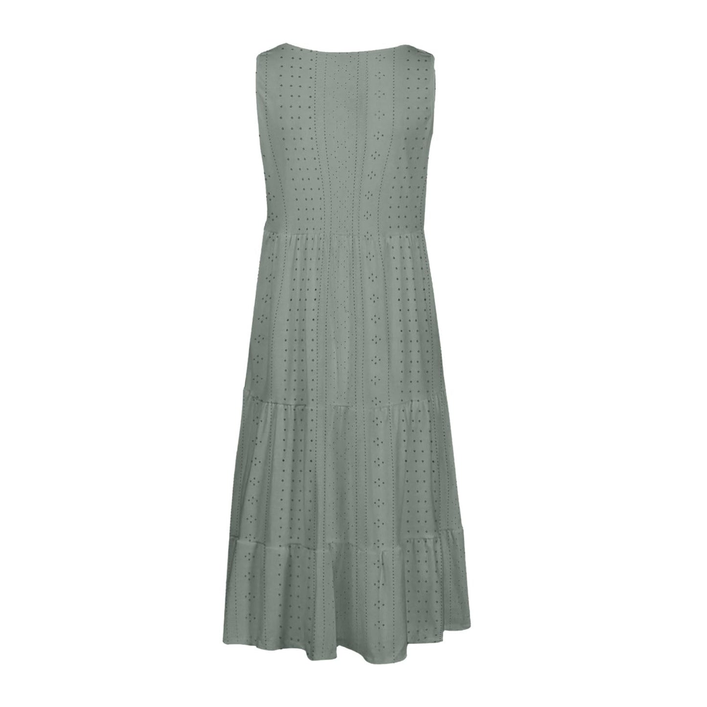Anjikang clearance items for women Summer Dresses for Women 𝟮𝟬𝟮𝟰 Sleeveless Beach Tank Dresses Tiered Ruffle Swing Dress Casual Solid Color Dresses, Large