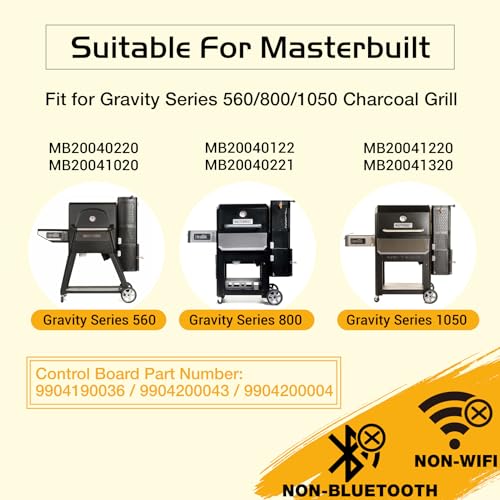 Control Panel for Masterbuilt Gravity Series 560 800 1050 Replacement Parts Power Adapter Cord Door Switch Digital Charcoal Grill Smoker Controller Board 9904190036 9904200043 9904200004 (Non-WiFi)