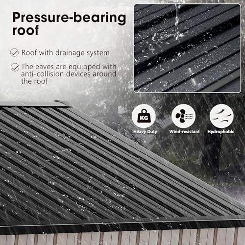 GVDV 5.9x3.8 FT Outdoor Metal Storage Shed, Durable Garden Shed with Updated Frame Structure for Backyard, Patio, Tool Storage, All-Weather Shelter for Bike, Gardening Tools, Equipment, Pet