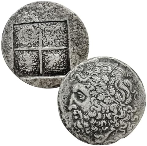 Ancient Greek Silver Coins Collection, Rare Athena Owl & Roman Empire Old Coins for Collectors Gift, European Antique Coin Set, Ancient Mythology Lucky Charms (Zeus 1/28.5mm)