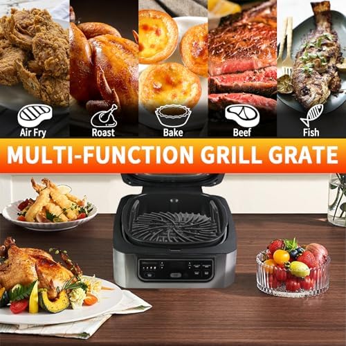 Grill Grate and Replacement Splatter Shield for Ninja AG301 Foodi 5-in-1 Indoor Grill, Non-stick Grill Griddle and Stainless Steel Fine Mesh Splatter Screen for Ninja Foodi AG300, AG301C, AG302, AG400