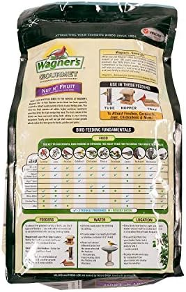 Audubon Park Nut & Fruit Snack Stack Wild Bird Food, Bird Seed Cake for Outside Feeders, 6-Pack & Wagner's 82072 Gourmet Nut & Fruit Wild Bird Food, 5 Pound (Pack of 1)