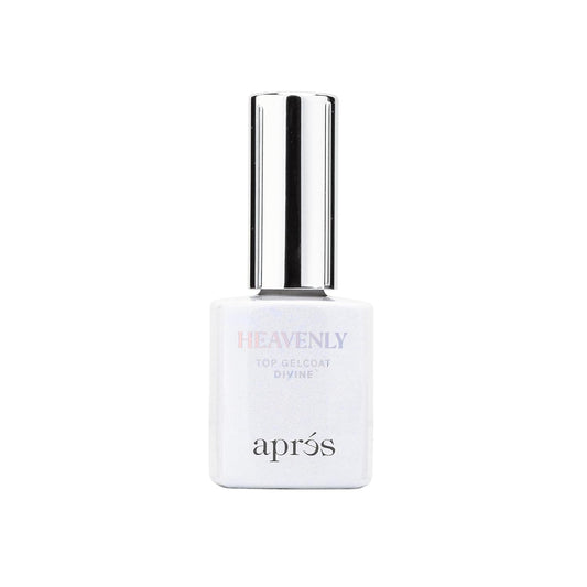 Apres Heavenly Top Gelcoat, 15 ml Non-Wipe Nail Gel Polish Top Coat, Shimmery Long Lasting Topcoat (Divine, 15 ml)