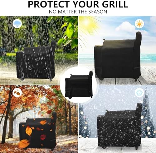Outdoor Heavy Duty Waterproof Pellet Grill Cover for Traeger 34,Pro 34 Series Wood Pellet Smoker Grill,Texas and More,Full Length All Weather Protection Grill Cover for Traeger BAC380 BAC504,Black