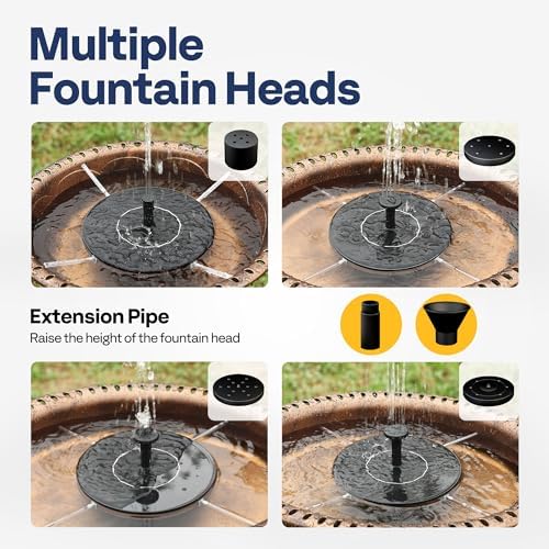 VIVOHOME Oval Polyresin Bird Bath Bowl with Solar Fountain, 29 Inch Height Outdoor Freestanding Birdfeeder with Metal Stake, Capacity 1.3 Gallons, 5-Pronged Base, Copper