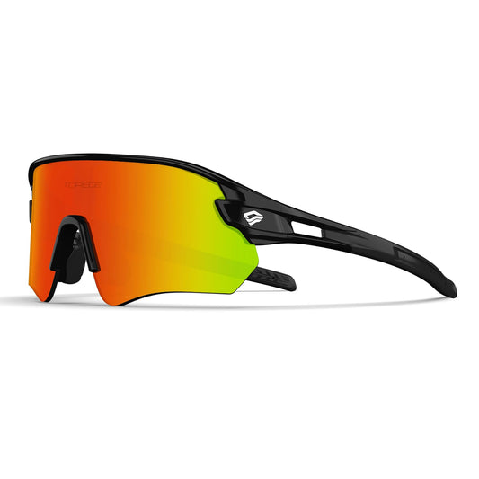 Sunglasses for Men Women Bike Cycling Fishing Running Driving Mountaineering Sports Sunglasses UV Protecting Non-Polarized Z87 TR02EV (Black Black&Black Red REVO)