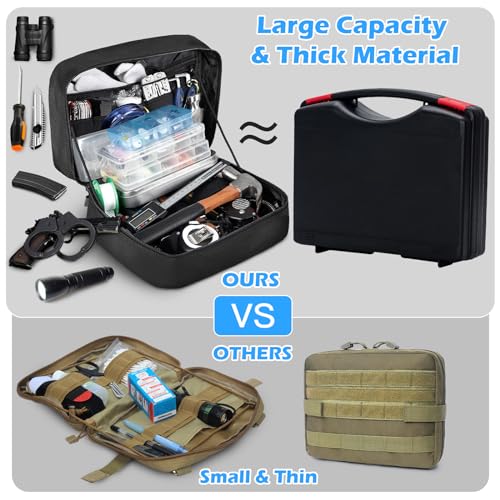 Jueachy Tactical Molle Pouch Admin Bag Utility Tool Pouches Molle Attachment EDC Large Pouches Expandable Molle Accessories Organizer Medical Pocket U.S.A Patch Included Black