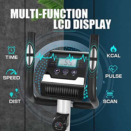 ANCHEER Elliptical Exercise Machine, Elliptical Machine for Home Gym, Elliptical Training Machines with Pulse Rate Grips and LCD Monitor, 8 Resistance Levels Smooth Quiet Driven, Max 350Lbs