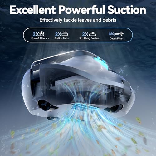 X1 Robotic Pool Vacuum, Cordless Pool Cleaner with 120 Mins Runtime, Auto-Parking, 2.5h Fast Charging, Ideal for Above Ground Pool and Flat-Bottom Inground Pools up to 850 sq.ft