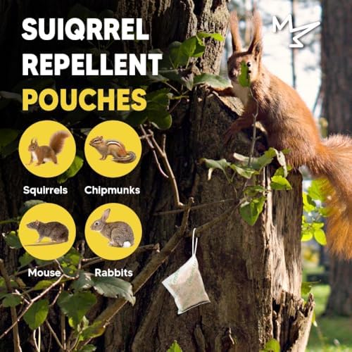 Squirrel Repellent Outdoor, Chipmunk Repellant, Squirrel Repellant for Garden, Chipmunk Deterrent for Attic, Keep Squirrels Out of Cars for, Repellent Squirrels for Plant & Bird Feeder-12P