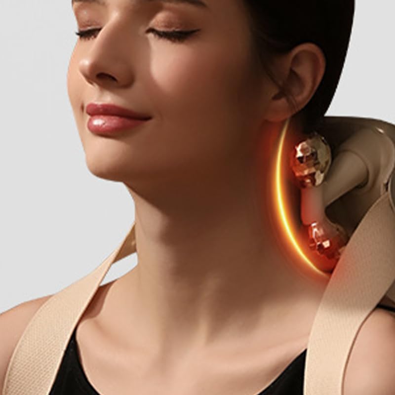 All-in-One Heating Massager, Cordless Portable Neck Shoulder Massager with 6 Massage Heads Deliver Deep Kneading, Shiatsu Back Massagers Pillow, 2 Heating Levels, Gifts for Women Men Mom Dad (White)