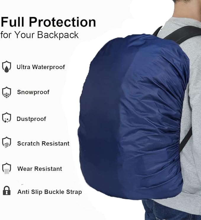 Waterproof Backpack Rain Cover with Anti Slip Buckle Strap for Camping, Hiking, Traveling, Hunting, Biking, 15-80L