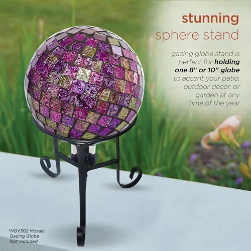 Alpine Corporation 10 Inch Tall Metal Stand fits one 8 Inch or 10 Inch Gazing Globe, Black