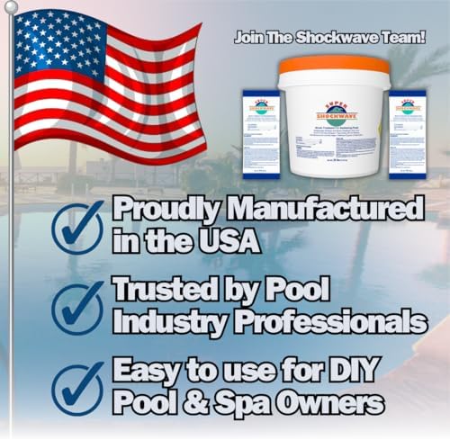 Super Shockwave Pool Shock – 73% Cal-Hypo Granular Sanitizer for Crystal Clear Water – Defends Against Bacteria, Algae, and Microorganisms - 25 Pounds