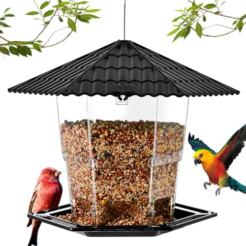 Bird Feeders for Outdoors Hanging Bird Feeder Wild Bird Seed, Black 2 Pack B