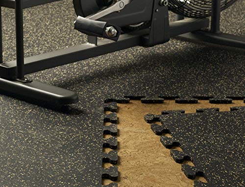 American Floor Mats Fit-Lock 3/8 Inch Heavy Duty Rubber Flooring - Interlocking Rubber Tiles (24" x 24" Tile) 10% Blue 4' x 4' Set (4 Tiles Total) - Exercise Mats, Home Gym Sets