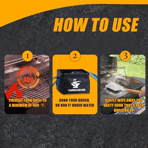 Grill Brush Bristle-Free Stainless Steel Safely Steam Grill Cleaner for Outdoor Grill Larger Brush Head Design,Wood Handle with 1 Replacement Head,All Types of Grills Ideal Gift for Dads