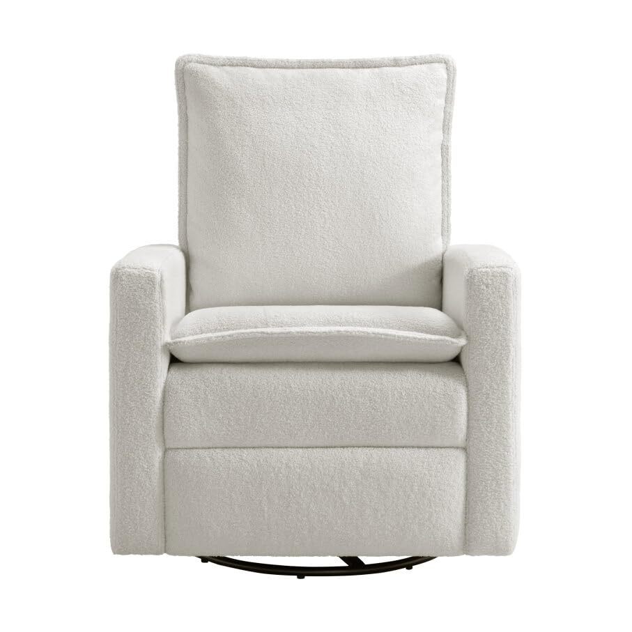 Oxford Baby Uptown Upholstered Swivel Glider and Recliner Nursery Chair, Boucle White