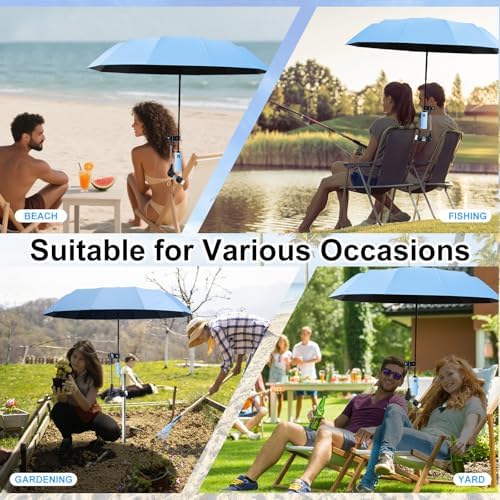 Beach Chair Umbrella with Clamp Adjustable Clip On Umbrellas for Outdoor Chairs UPF 50+ UV Protection Portable Stroller Umbrella for Travel, Camping Chairs, Wheelchair, Boat, Patio