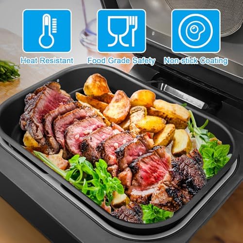 Grill Cooking Pot and Combo Crisper Basket for Ninja Foodi FG551/DG551 Smart XL Indoor Grill Accessories,Non-Stick Air Frying Basket & Griddle Pan Replacement for Ninja DG651