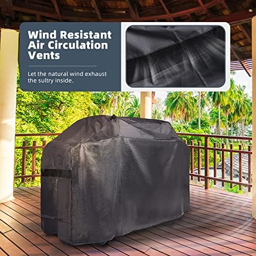 KPT BBQ Grill Covers Heavy Duty Waterproof - 60-68 Inches, UV & Fade Resistant, All Weather Universal Gas Grill Cover for Weber, Brinkmann, Char Broil, Nexgrill - Black