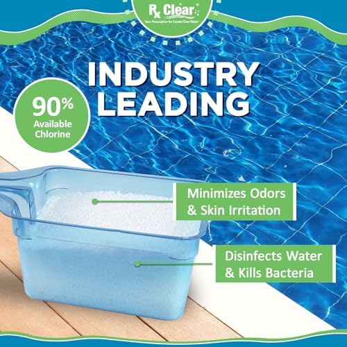 Rx Clear 50 lbs Granular Pool Chlorine | Use As Bactericide, Algaecide, & Disinfectant in Swimming Pools, Hot Tubs, & Spas | Stabilized, Fast Dissolving & UV Protected