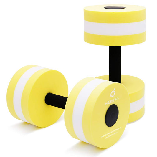 Water Dumbells, Aquatic Exercise Dumbell Set of 2 Water Aerobic Exercise Foam Dumbbells Pool Resistance Water Fitness Equipment for Weight Loss (Yellow)