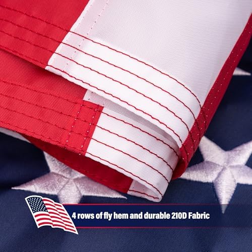 American Flag 3x5 ft for Outside, Heavy Duty USA Longest Lasting, Tough 210D US Flags with Embroidered Stars, Sewn Stripes, Brass Grommets, Indoor/Outdoor All Weather Use