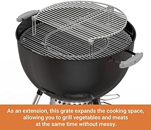 Onlyfire Stainless Steel Grill Expander Cooking Grate Fits for Charcoal Kettle Grills like Weber,Char-Broil and Ceramic Grills like Large Big Green Egg,Kamado Joe Classic,Pit Boss,Louisiana