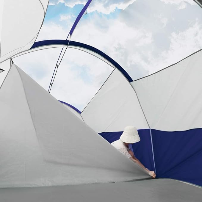 CAMPROS CP Tent-12-Person-Camping-Tents, Waterproof Windproof Family Tent with Top Rainfly, 6 Large Mesh Windows, Double Layer, Easy Set Up, Portable with Carry Bag
