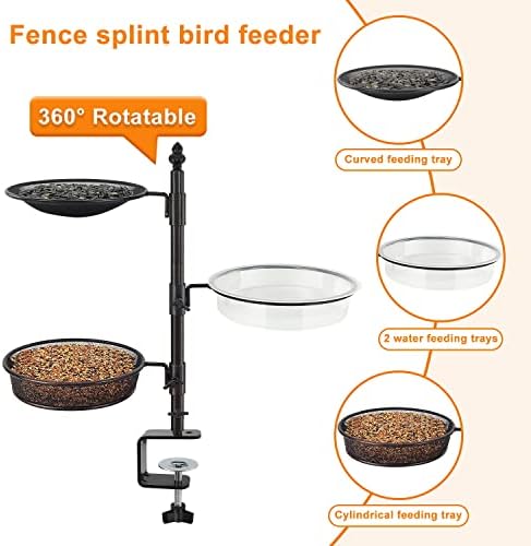 Balcony & Porch Deck Railing Bird Feeder - 3 Tray, Bath Spa, Great for Attracting Wild Bird